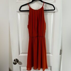 Elegant Orange Sleeveless Dress